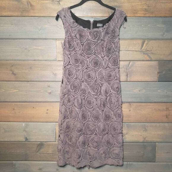 Adrianna‎ Papell neutral raw edge rosette sleeveless sheath dress womans … - Picture 11 of 13